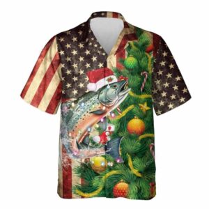 Christmas Salmon Us Flag Casual…