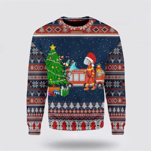 Firefighter Presents Ugly Christmas Sweater