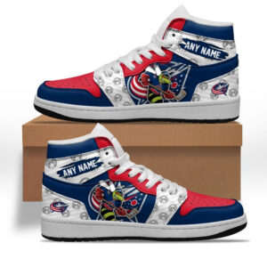 NHL Columbus Blue Jackets Air Jordan 1 Shoes Special Team Mascot Design Hightop Sneakers