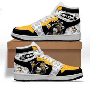 NHL Pittsburgh Penguins Air Jordan 1 Shoes Special Team Mascot Design Hightop Sneakers