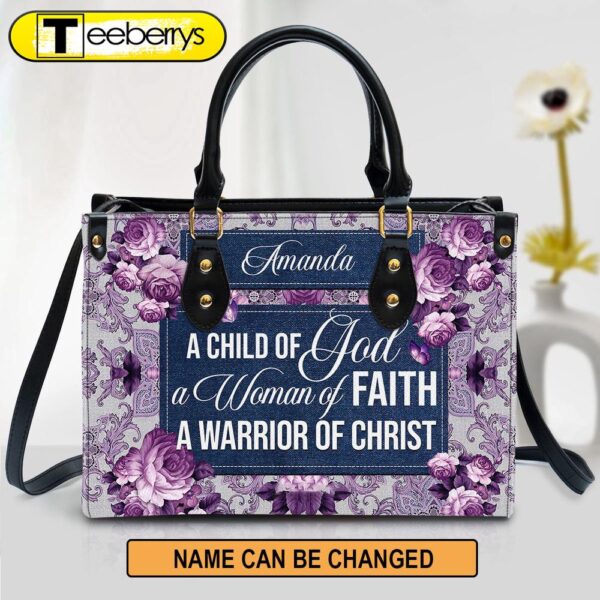 A Child Of God Leather Bag – Personalized Leather Bag With Handle for Christian Women