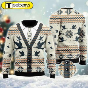 A Silhouette Of Flying Pigeon Cardigan Ugly Sweater