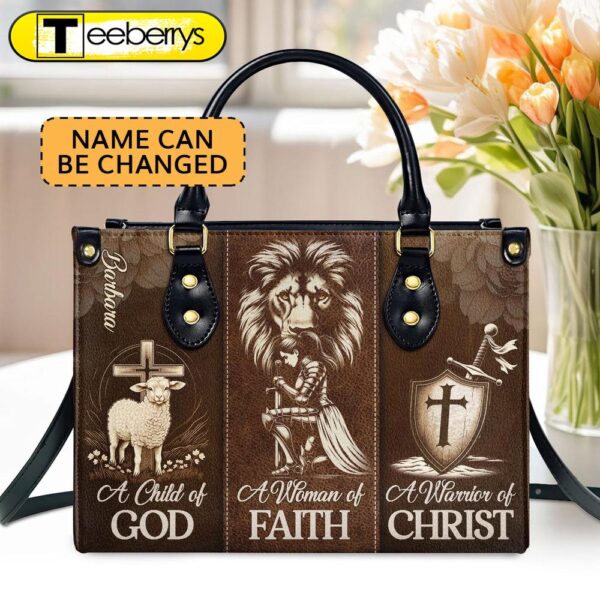 A Woman Of Faith Custom Name Leather Handbags For Women