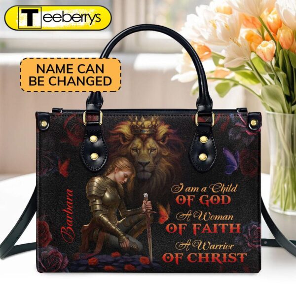 A Woman Of Faith  Personalized Leather Handbag With Zipper