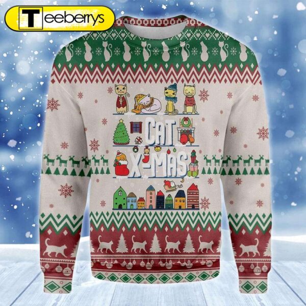 Adorable Cat Xmas Holiday Ugly Sweater