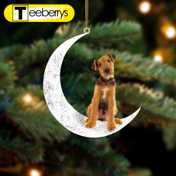 Airedale Terrier Sit On The Moon Christmas Ornament