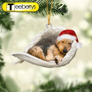 Airedale Terrier Sleeping Angel Christmas Ornament