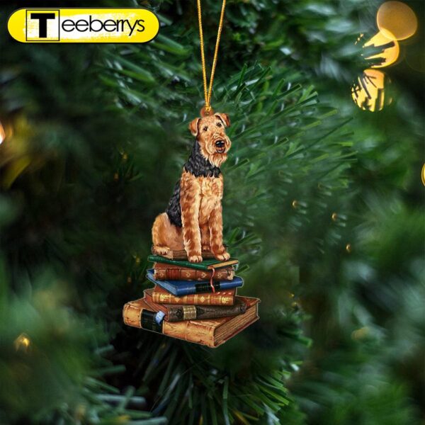 Airedale Terrier-Sit On The Book Two Sides Christmas Plastic Hanging Ornament