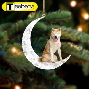 Akita Inu Sit On The Moon Christmas Ornament