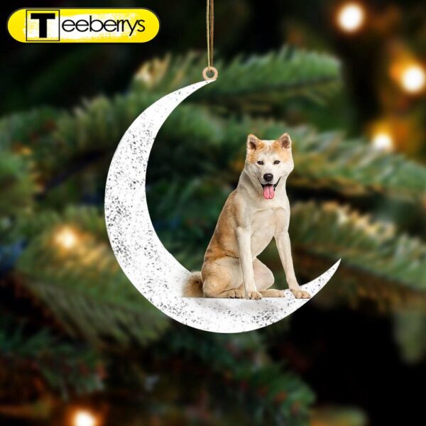 Akita Inu-Sit On The Moon-Two Sided Christmas Plastic Hanging Ornament