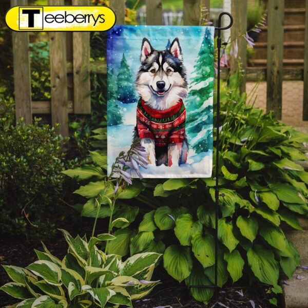 Alaskan Malamute Christmas Garden Flag, Christmas Outdoor Flag