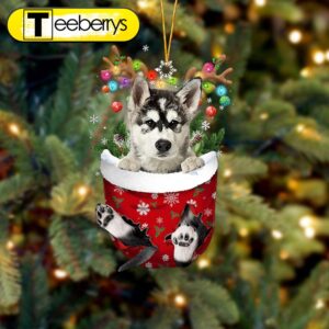 Alaskan Malamutes In Snow Pocket Christmas Ornament