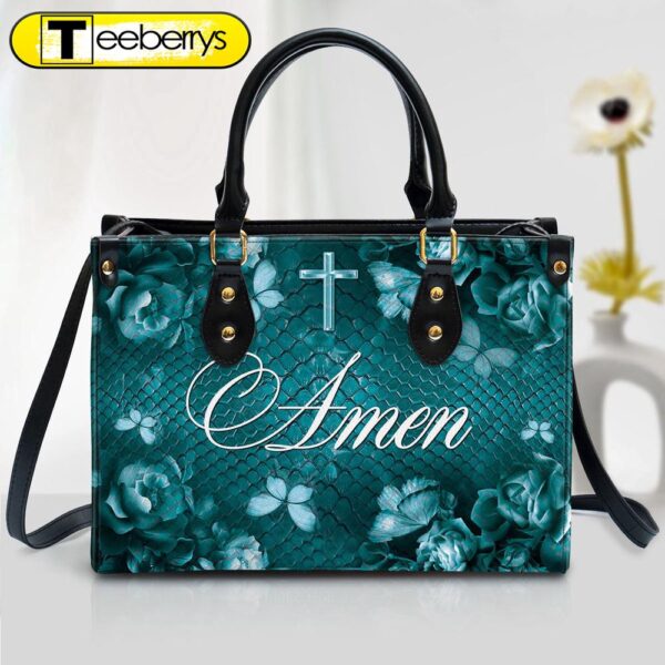 Amen Cross Leather Handbag – Religious Gifts For Women – Women Pu Leather Bag