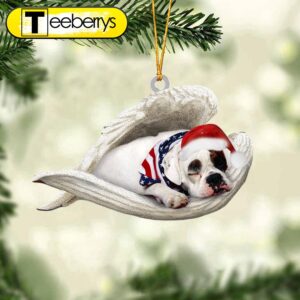 America Bulldog Sleeping Angel Christmas Ornament