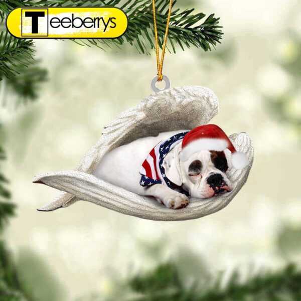 America Bulldog Sleeping Angel Christmas Ornament