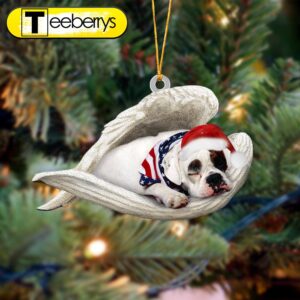 America Bulldog Sleeping Angel Christmas Ornament