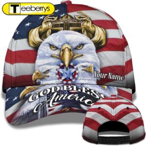 America Eagle Bird With Usa Flag God Bless America Custom Name All Over Print Baseball Cap