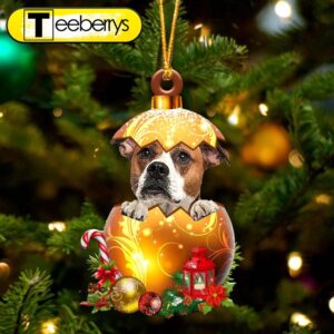 American Bulldog In Golden Egg Christmas Ornament