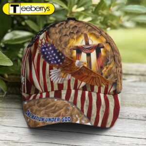 American Eagle Flag One Nation Under God Cross Sign Baseball Cap