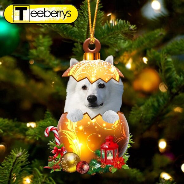 American Eskimo In Golden Egg Christmas Ornament