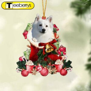 American Eskimo-Red Boot Hanging Christmas…