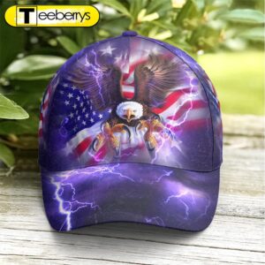 American Flag Bald Eagle Burst Blue Baseball Cap  Patriotic Classic Cap Men Women