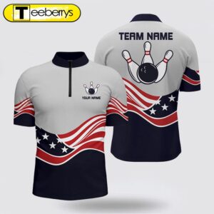 American Flag Bowling Jersey  Custom Bowling Jersey Bowling Shirt Patriotic Shirt For Team