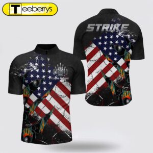 American Flag Bowling Shirt Custom Bowling Jersey Strike Patriot League Bowlers Bowling Jersey