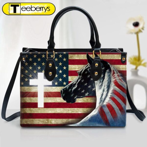 American Flag Horse Leather Handbag – Religious Gifts For Women – Women Pu Leather Bag