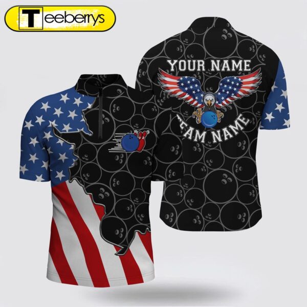 American Flag Patriotic Retro Bowling Bowling Jersey Shirts Custom Black Bowling Team Jerseys