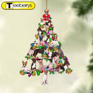 American Hairless Terrier-Christmas Tree Lights-Two…