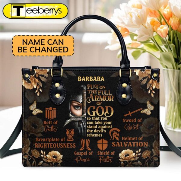 Armor Of God Custom Name Leather Handbags For Women