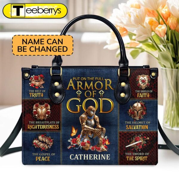 Armor Of God Personalized Leather Handbag – Custom Name Leather Handbags For Women