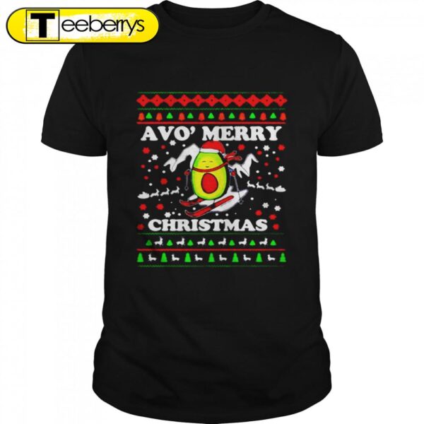 Avocado Snow Slide Merry Christmas Shirts