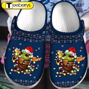 Baby Yoda Christmas Lights Ugly Pattern Christmas  Clog Shoes