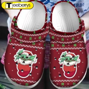 Baby Yoda In Socks Ugly Christmas Pattern  Clog Shoes