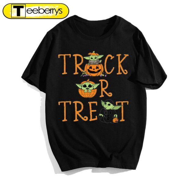 Baby Yoda Trick Or Treat Baby Yoda With Pumpkin Halloween T-Shirts