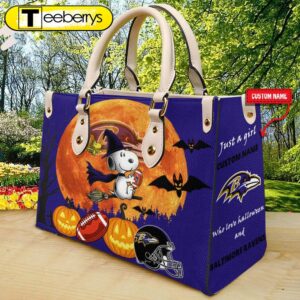 Baltimore Ravens NFL Snoopy Halloween Women Leather Hand Bag