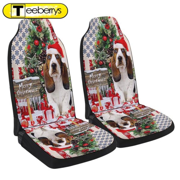 Basset Hound Christmas American Flag Seat Cover Cars