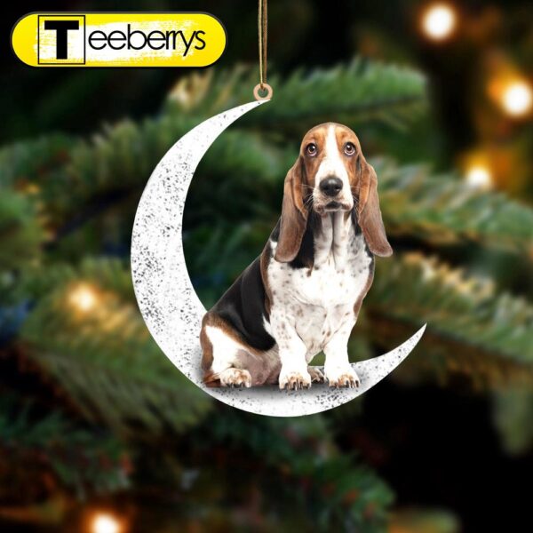 Basset Hound Sit On The Moon Christmas Ornament – Dog Ornament