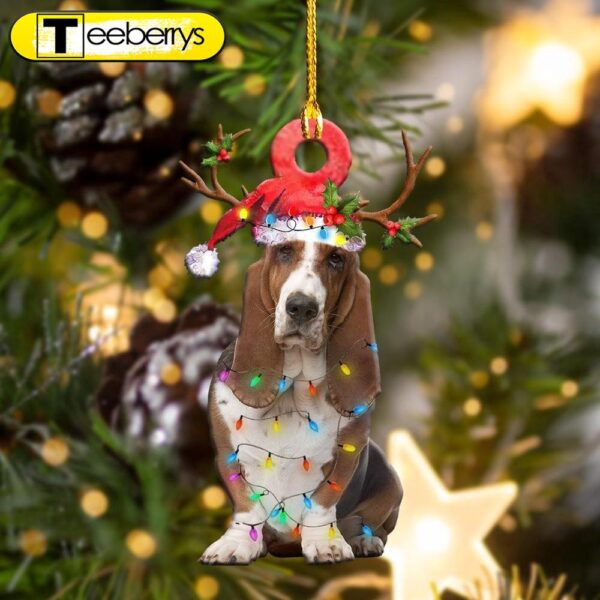 Basset Hounds Christmas Shape Christmas Plastic Hanging Ornament