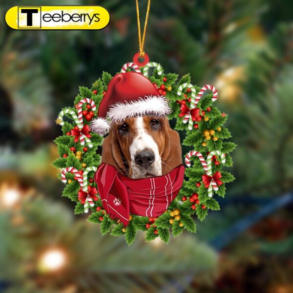 Basset Hound-Xmas Bandana Hanging Christmas Plastic Hanging Ornament