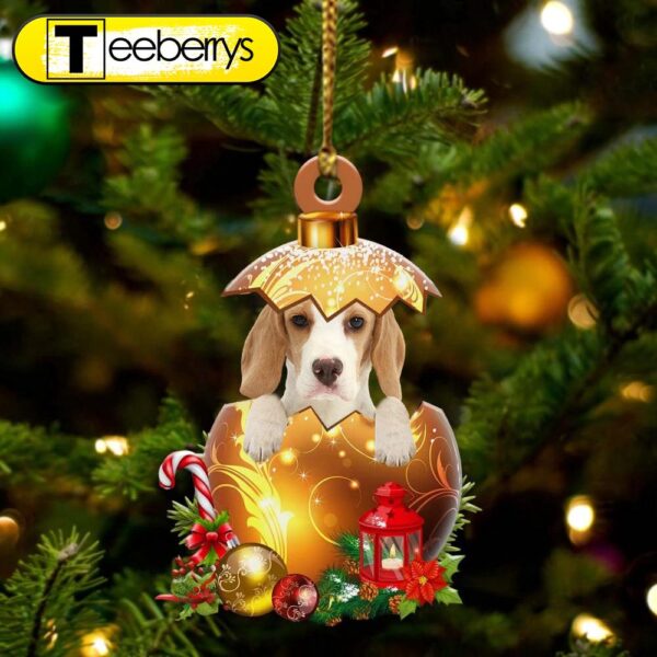 Beagle In Golden Egg Christmas Ornament