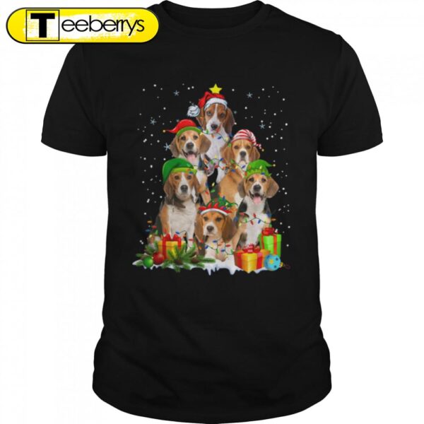 Beagle Lover Xmas Lighting Santa Hat Beagle Christmas Shirt