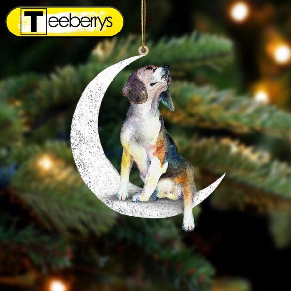 Beagle Sit On The Moon Christmas Ornament