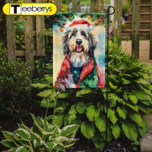 Bearded Collie Christmas Garden Flag