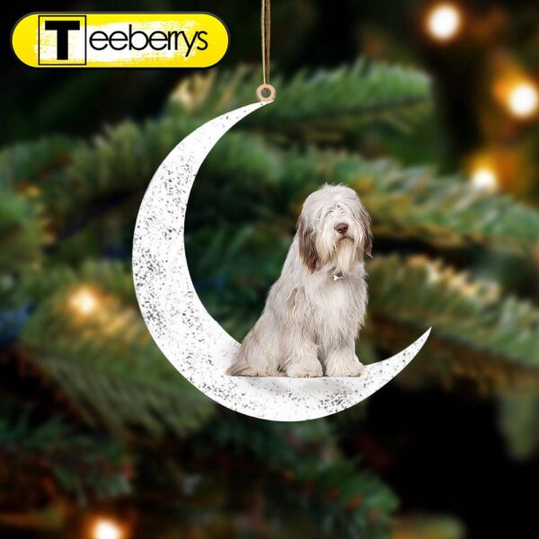 Bearded Collies Sit On The Moon Christmas Ornament