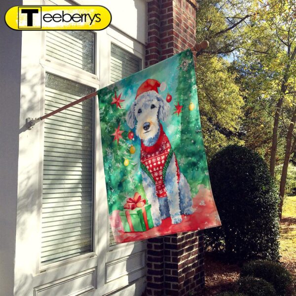 Bedlington Terrier Christmas House Flag