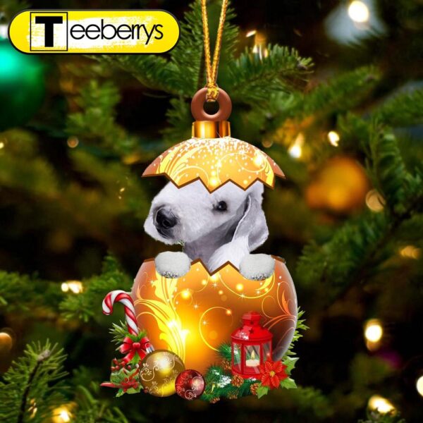 Bedlington Terrier In Golden Egg Christmas Ornament