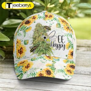 Bee happy Sunflower Pattern Baseball…